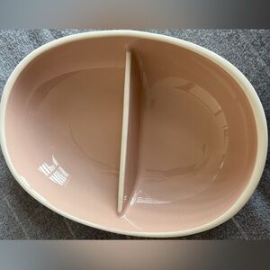 Elegant Cream and Pink Divided Serving Dish